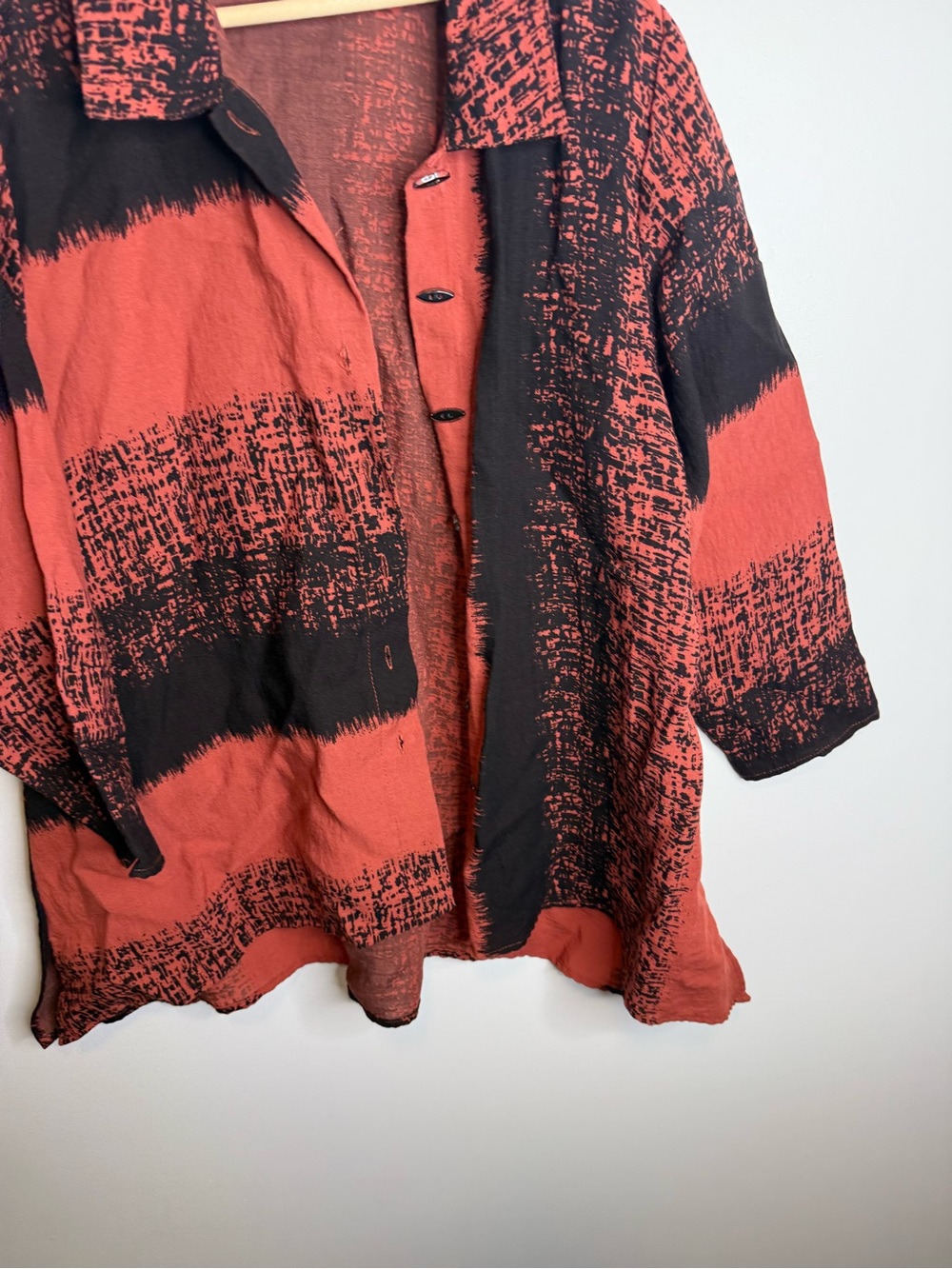 Habitat Button Down Shirt black red orange size large top - Picture 3 of 7